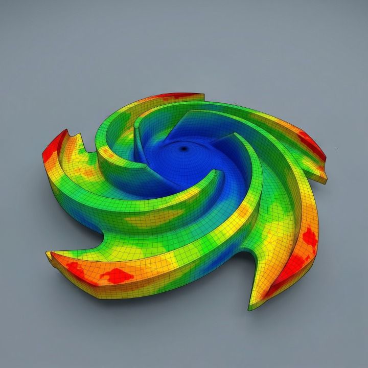 CAD deviation map comparing reverse-engineered impeller model to scan data